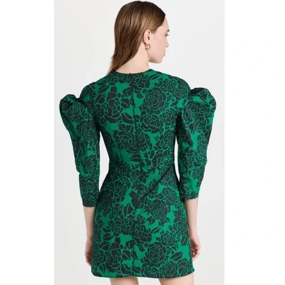 Philosophy Di Lorenzo Serafini Green Floral Puff Slv Dress New Womens 40 US  4 Women
